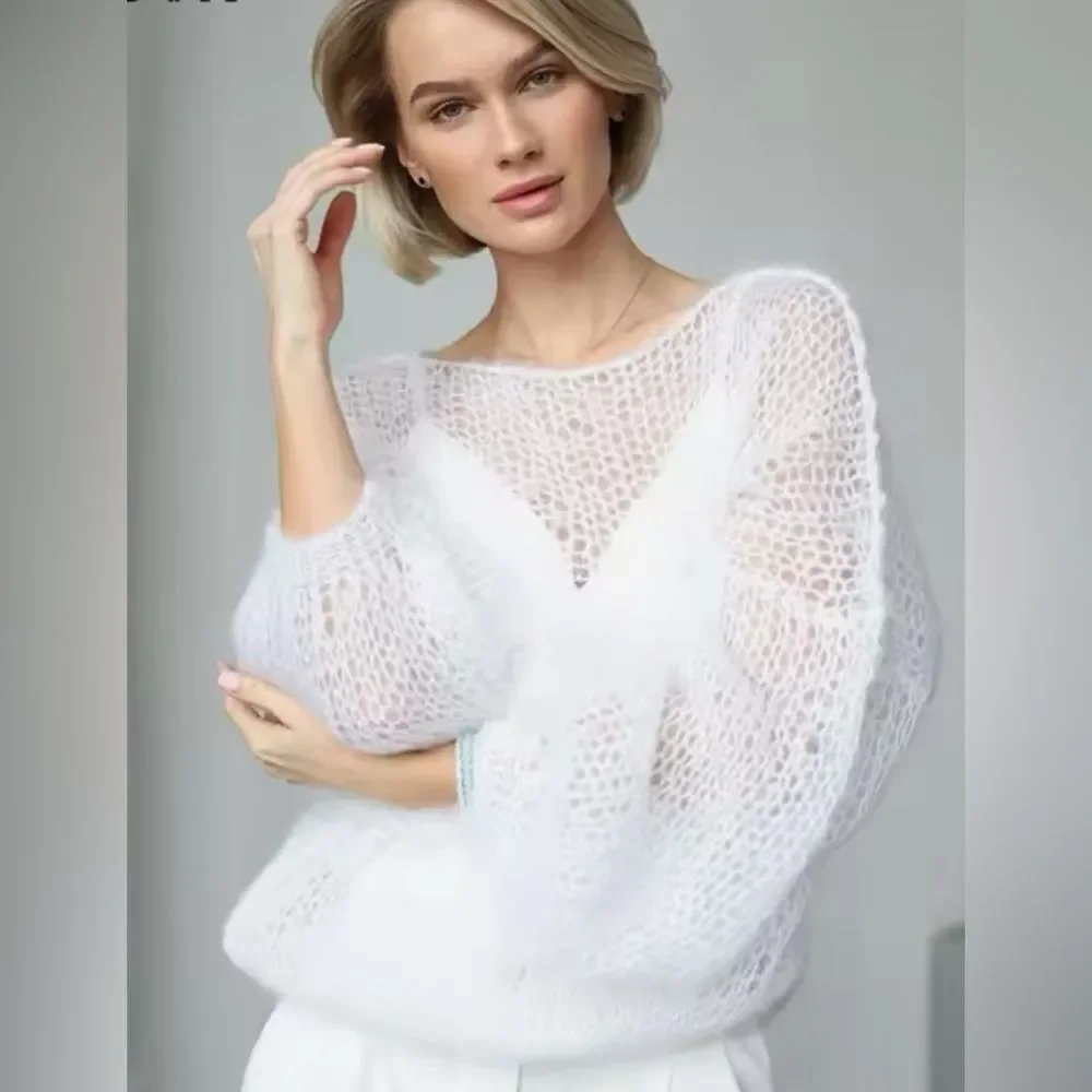 🌟💝Elegant 💝🌟 🌺COQUETTE-GIRL🌺 Cream/Yellow Knit Lantern Sleeve Sweater